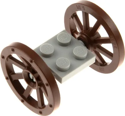 Produktbild von 1x Lego Rad Achse modifiziert 2x2 hell grau Räder 33mm D. rot braun 4600 4489b