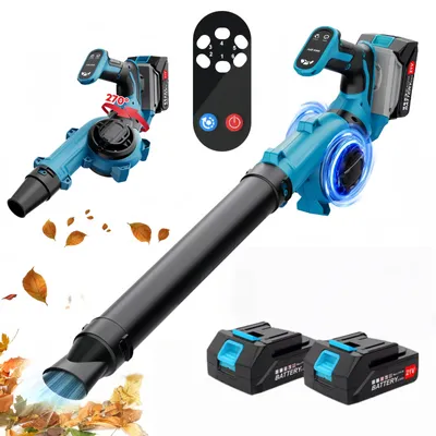 Produktbild von Akku-Laubbläser, 350 km/h Luftgeschwindigkeit, 6-Gang Laubbläser, 270° drehbarer Griff, 3000 U/min, mit 2*2000mAh Akkus, für Terrassen Schneeräumung