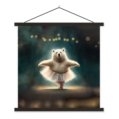 Produktbild von MuchoWow® Textilposter Eisbär - Rock - Ballett - Porträt - Tiere - Kinder 90x90 cm mit schwarzem Rahmen - Magnetisches