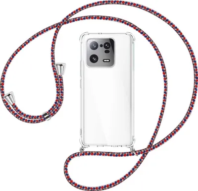 Produktbild von Handykette Backcover-Schutzhülle mit Band (Metall silberfarben) für Xiaomi 13 Pro (6.73'') - silber/blau/rot