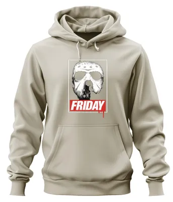 Imagen del producto de Sudadera con capucha retro "Viernes 13", diseño de máscara de hockey de Jason, ideal para fans del terror. Color: Natural. Talla: M