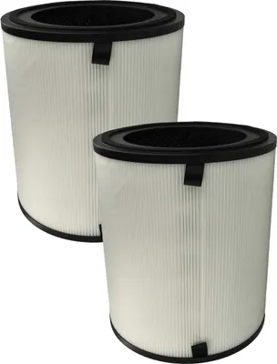 Two cylindrical air filters are shown against a white background.