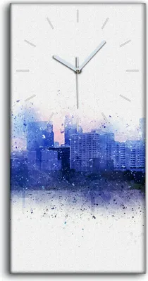 Produktbild von Küche Wohnzimmer Wand Leinwand Uhr 30x60 Abstrakte Stadt Gebäude Aquarellfarbe - weiße Hände