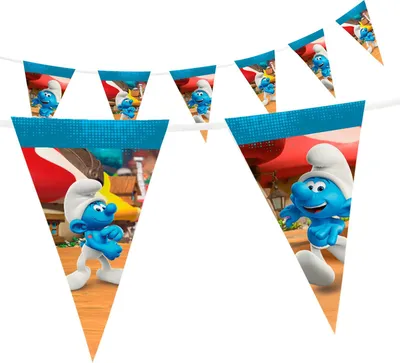 Produktbild von Wimpelkette Die Schlümpfe 5 m Dekokette Girlande Kindergeburtstag Schlumpf Party