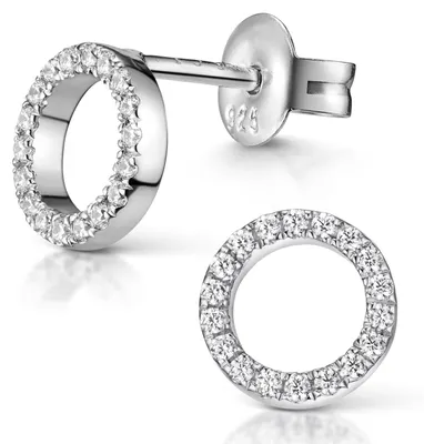Produktbild von MATERIA by Matthias Wagner Zirkonia Ohrringe Silber 925 - Damen Ohrstecker rund rhodiniert SO-439-Silber
