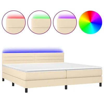 Produktbild von Boxspringbett mit Matratze & LED Creme 200x200 cm Stoff