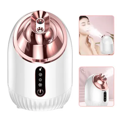 Image de Appareil à vapeur pour le visage Appareil à pulvérisation pour le visage Appareil à vapeur nano-ionique pour le visage avec brume froide, tiède et chaude Petit humidificateur pour le visage, blanc