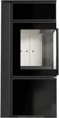 Produktbild von Kratki Kaminofen aus Stahl TORA/S 8 kW Ø 150 Schwarzes Glaspaneel Brennkammer weiss