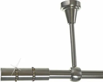 Produktbild von Gardinenstange Set Edelstahl Look Metall Ø 19mm zur Deckenbefestigung 1-lauf Kristall, Länge wählbar D18E68