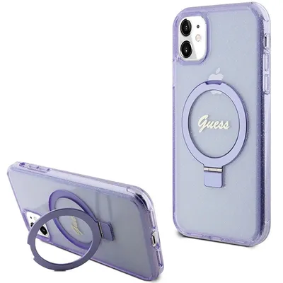 Image de Guess Guhmn61Hrsgsu Iphone 11 / Xr 6.1 Fioletowy/Purple Hardcase Ring Stand Script Glitter Magsafe