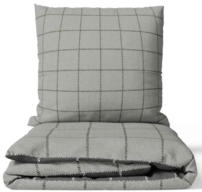 Produktbild von Renforce Bettwäsche Set 200x200 cm in Grau Anthrazit Schwarz Kariert mit Reißverschluss 3-teilig