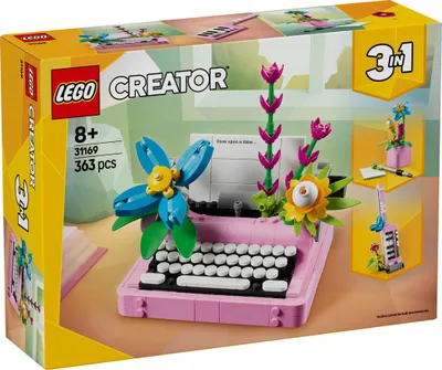 Productafbeelding van LEGO Creator 3-in-1 Schrijfmachine met bloemen - Speelgoed dat omgebouwd kan worden tot een keytar model of een bloempot met notitieblok en pen - Bouwset - Cadeau voor meisjes en jongens vanaf 8 jaar, modelnummer 31169