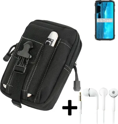 Produktbild von K-S-Trade Gürteltache + Kopfhörer kompatibel mit Cubot KingKong 7 Gürtel Tasche Holster Schutz Hülle Handy Hülle  schwarz inkl. Extrafächer
