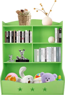 Image de Étagère de rangement de jouets Étagères pour enfants Étagère de rangement de livres (vert)