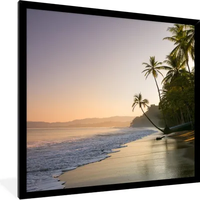 Produktbild von MuchoWow® Gerahmtes Poster Strand - Meer - Palme 40x40 cm - Poster mit Schwarzem Bilderrahmen Wandposter Rahmen Foto Bilder - Mit Rahmen - Wanddekoration Schlafzimmer