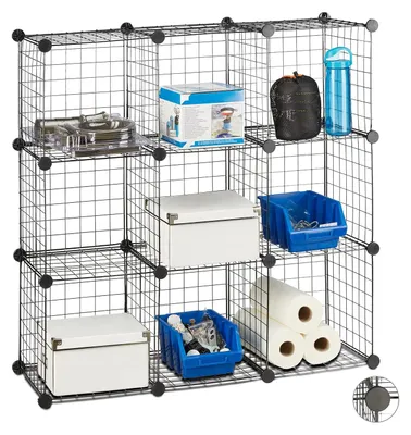 Imagen del producto de TRANKIELO® - Estantería multifuncional con 9 compartimentos cuadrados de 30x30 cm - Sistema de almacenamiento modular de metal - Color