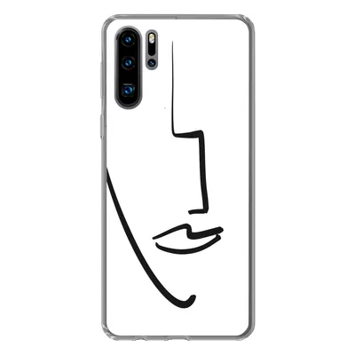 Produktbild von MuchoWow® Handyhülle Schutzhülle Hülle für Huawei P30 Pro Gesicht - Frau - Minimalismus Silikon Softcase Handy Hülle - Schutzdeckel