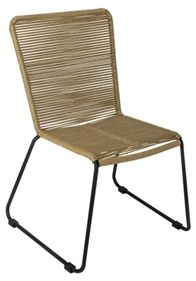 Produktbild von Gartenstuhl Outdoor-Seilstuhl Farbe Taupe mit Eisen-Gestell in schwarz ISRA