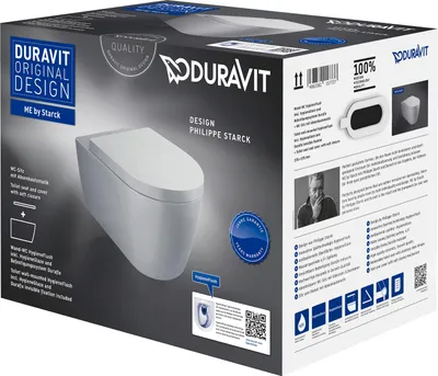 Immagine prodotto di Duravit ME by Starck Ensemble WC suspendu, chasse d'eau profonde HygieneFlush, siège de WC inclus, blanc brillant avec DuraShield, 457909AAA1, 457909AAA1