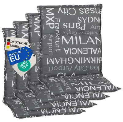 Produktbild von NYVI Gartenstuhl Auflagen Niedriglehner 4er Set Barcelona - UV-Beständig, Atmungsaktiv, Strapazierfähig - Niedriglehnerauflagen Sitzkissen Outdoor - Sitzauflagen für Gartenstühle 100x50cm Städtenamen