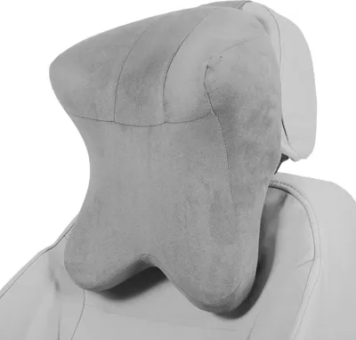 Produktbild von Auto Kopfkissen Ergonomisch Bequemes Nackenstützkissen Wildleder Und Memory Schaum Verstellbare Breite Grau 1 Stück Für Fahren Reisen