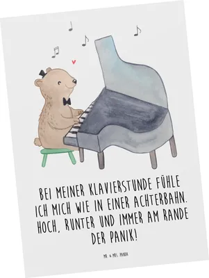 Produktbild von Mr. & Mrs. Panda Postkarte Klavier Achterbahn - Weiß - Geschenk, Klavierspielen, Musiker, Grußkarte, Konzert, Musikunterricht, Lernen, Instrument, Musik, Ansichtskarte