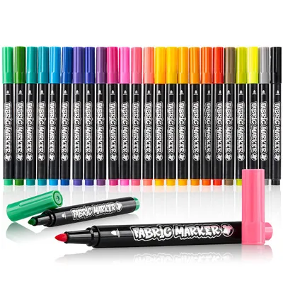 Zdjęcie produktu dla Markery do tkanin Wodoodporne PISAKI Trwałe Flamastry do Ubrań 24 szt. Markery do ubrań Markery do tekstyliów