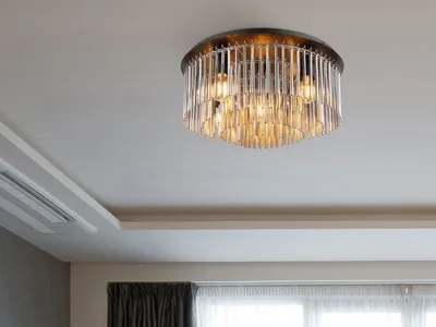 Produktbild von Große Ausgefallene LED Deckenleuchte Treppenhaus Wohnzimmerlampe Rauchglas Ø50cm