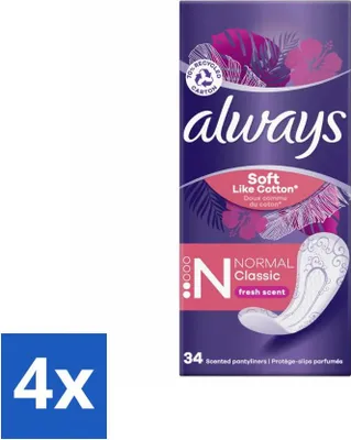 Produktbild von Always - Slipeinlagen - Normal - 34 Slipeinlagen - Vorteilspack - 4 Stücke