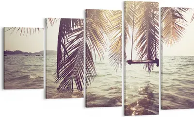 Produktbild von Bild auf Leinwand - Leinwandbild - Meer Palme Wasser - 100x60cm - Wand Bild - Wanddeko - Wandbilder - Leinwanddruck - Bilder - Kunstdruck - Wanddekoration - Leinwand bilder - Wandkunst - EG100x60-3634