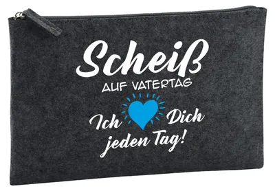 Produktbild von Huuraa Kulturbeutel Scheiß auf Vatertag liebe dich jeden Tag 1 Liter Charcoal Filz Kosmetiktasche Geschenkidee
