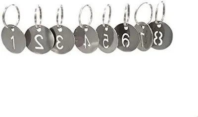 Produktbild von Schlüsselanhänger aus Edelstahl 304 mit Ring, 20 Stück, 25 mm große ID-Anhänger mit ausgehöhlten Zahlen, nummerierte Schlüsselringe – 1 bis 10