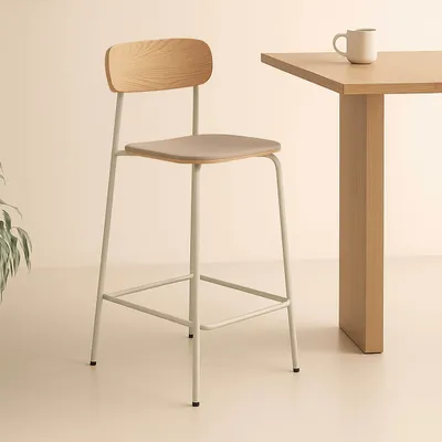 Produktbild von Set mit 2 beigen Hochstühlen aus Holz - Oviala Lexy