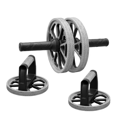 Productafbeelding van Hulser buikroller 3-in-1 – buikspiertrainer met push-up handgrepen en gewichten – buikroller voor core-training en sixpack – buiktrainer roller en push-up stangen
