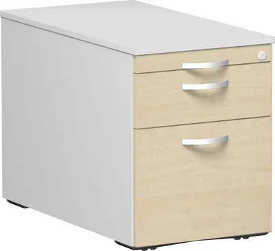 Produktbild von Geramöbel Rollcontainer mit 3 Metall-Schubfächern und Utensilienschubfach, Metall-Rollschubführung, Zentralverriegelung, verdeckte Doppel-Lenkrollen, 438x800x565, Braun/grau, S-530351-AL