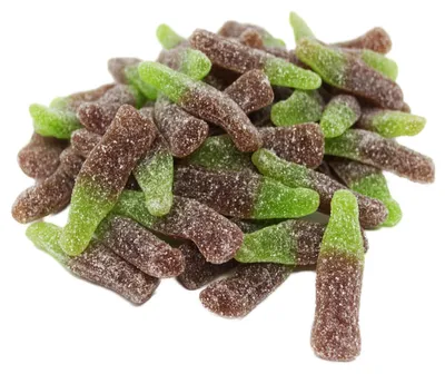 Productafbeelding van Zure cola-kauwgom, flessen, halal, zure cola-dropjes, 175g