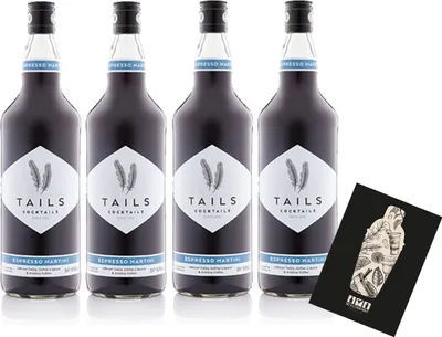 Produktbild von Tails Cocktails 4er Set Espresso Martini 4x 1L (14,9% Vol) Fertig Cocktail Ready to Drink Mit Mixcompany Grußkarte- [Enthält Sulfite]
