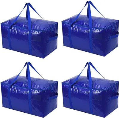 Produktbild von Aufbewahrungstaschen XL - Blau - 4 Stück - 92 Liter - Umzugstaschen - Big Shopper - Wasserdicht - Aufbewahrungstasche mit Griff