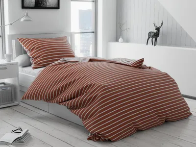 Produktbild von Baumwollbettwäsche Caprivi, braun, mit Knöpfen. Maße: 70 x 90 cm | 140 x 220 cm