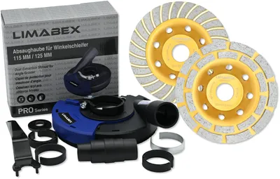 Produktbild von Premium Absaughaube für Winkelschleifer 125 mm Diamantschleiftopf Set Beton Stein Estrich