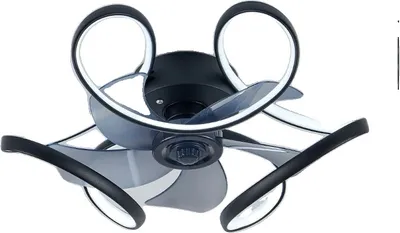 Image de Ventilateur de plafond avec lumière,APP, 6 niveaux de vitesse, noir, APP avec RC dimmable