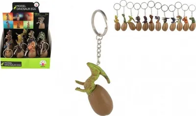 Obrázok produktu pre Prívesok na kľúče / Kľúčenka dinosaurus vo vajíčku kov / plast 6cm - mix variant či farieb