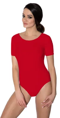 Produktbild von Aquarti Damen Ballett Trikot Kurzarm Gymnastik Tanz-Body, Farbe: Rot, Größe: 42