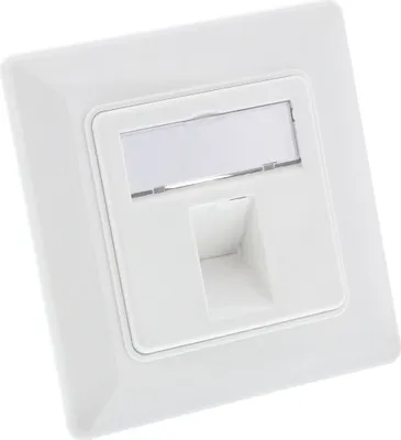 Produktbild von InLine® Rahmenset für 1x RJ45 Bu/LSA Einsatz, Keystone SNAP-In, weiß RAL9010