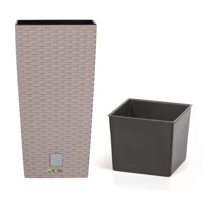 Obrázek produktu pro Květináč Ratan vzhled Moka Náměstí 17x17x32,4 cm Vysoký kapacita 7,2 L Trapéz plast
