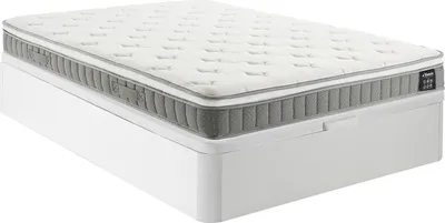 Produktbild von Bett mit Bettkasten - 140 x 190 cm - Weiß - Taschenfederkernmatratze mit Memoryschaum - Höhe 21 cm - VITOGO von YSMÉE