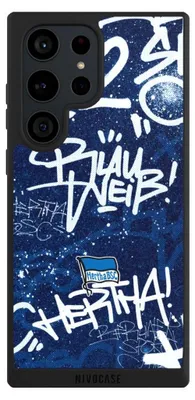 Produktbild von NIVOCASE Handyhülle für Samsung Galaxy S23 Ultra Hülle NIVOpure Case Schwarz Graffiti Hertha BSC Offizielles Lizenzprodukt