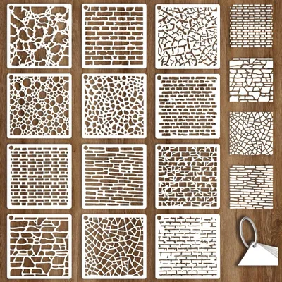 12er-Set Schablonen, gesprenkelt, geometrisch, 15x15 cm