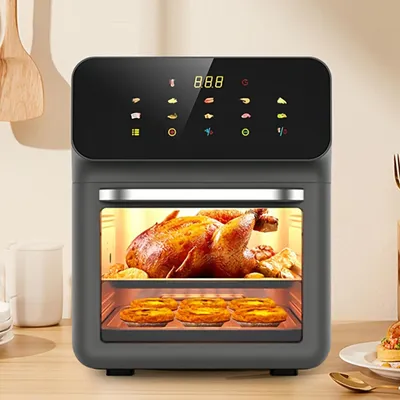 Produktbild von Heißluftfritteuse 10L mit Touch-Display & 60-Min-Timer, Air Fryer ohne Öl mit 304 Edelstahl, für Familie & Küche, leicht zu reinigen, fettarm kochen