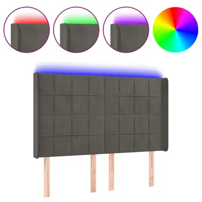 Produktbild von vidaXL LED Kopfteil Dunkelgrau 147x16x118/128 cm Samt